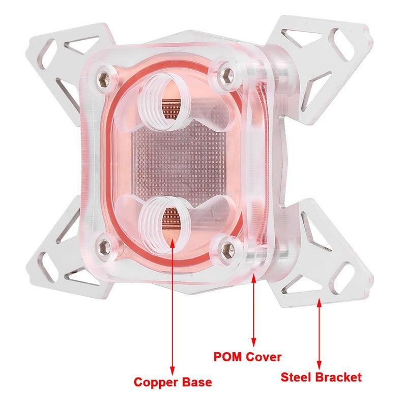 Wendry Universal Computer CPU Water Block, Professional CPU Water Cooling Block, Computer CPU Water Cooler Block with Red Copper Base POM Cover for AM4 - Image 5